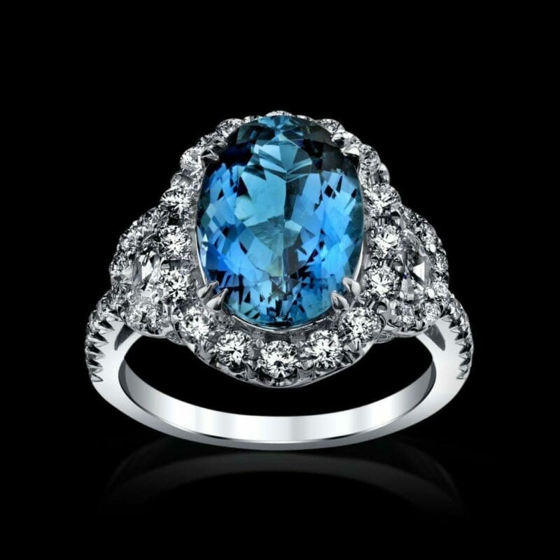 Strong Blue Aquamarine Ring
