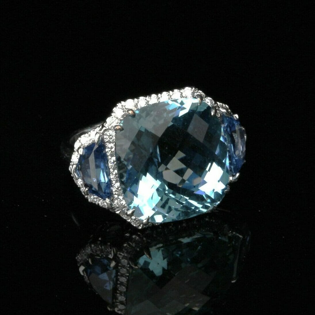 Aquamarine and Sapphire Ring