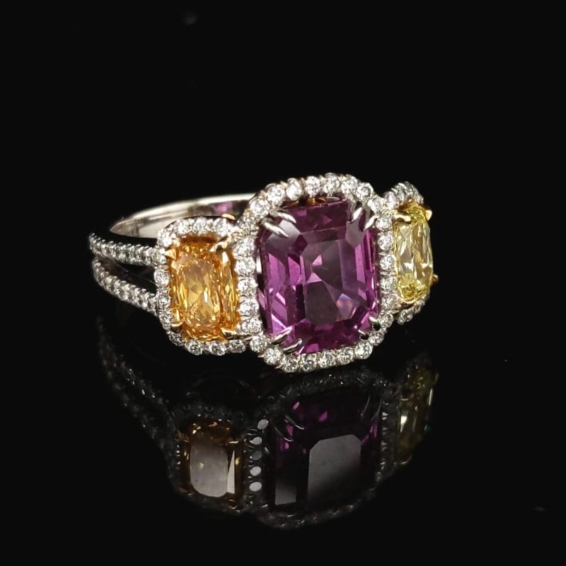 Purple Sapphire & Fancy Diamonds Ring