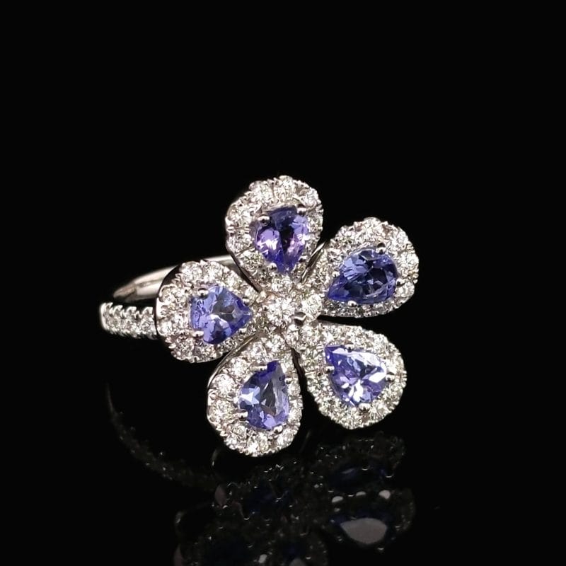 Tanzanite Flower Ring