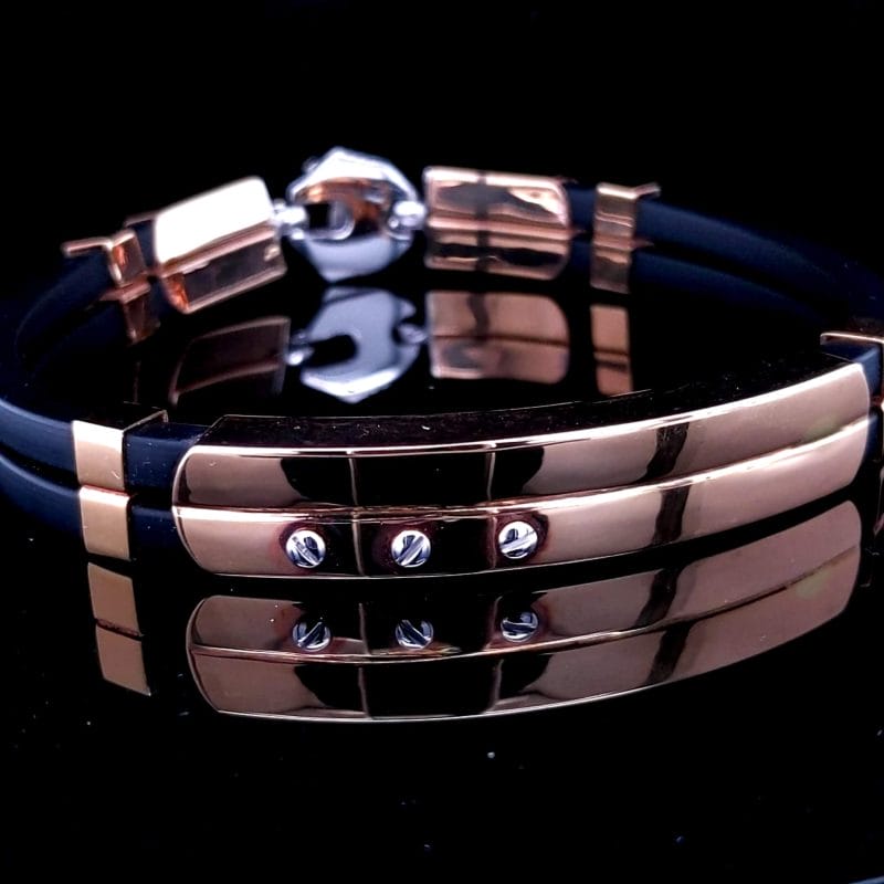 Men's Gold and Rubber Bracelet