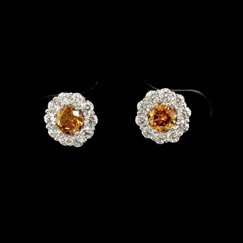 Orange Diamonds Earrings