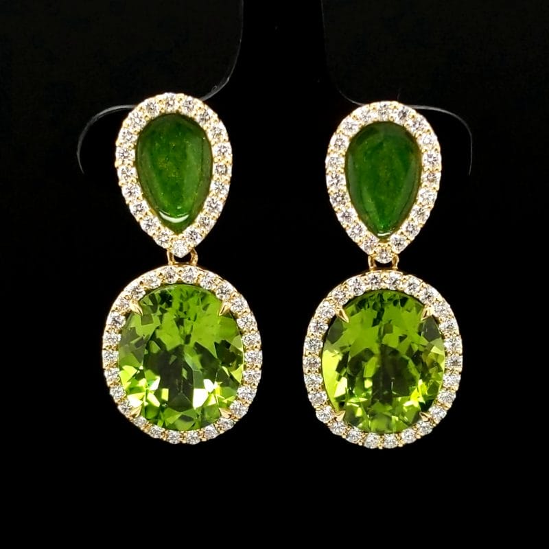 Peridot and Enamel Earrings