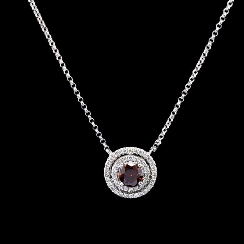 Orangish-Brown Diamond Necklace