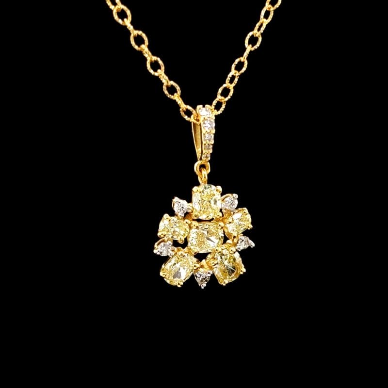 Yellow and White Diamond Pendant
