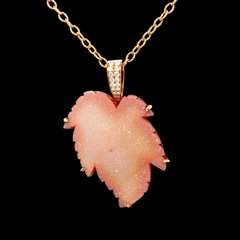 Druzy Quartz Leaf Pendant