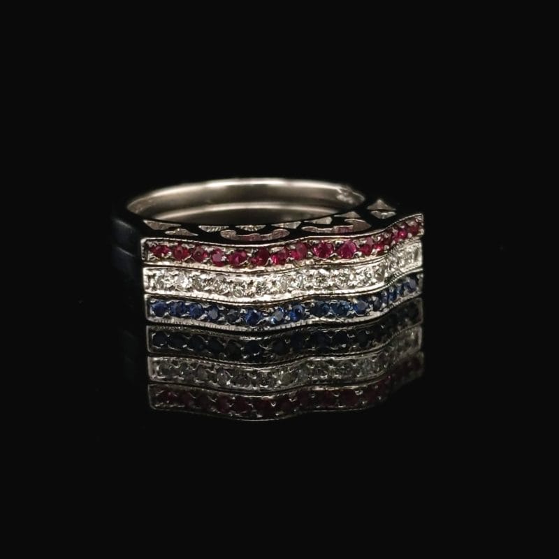 Patriot Sapphire, Ruby and Diamond Ring