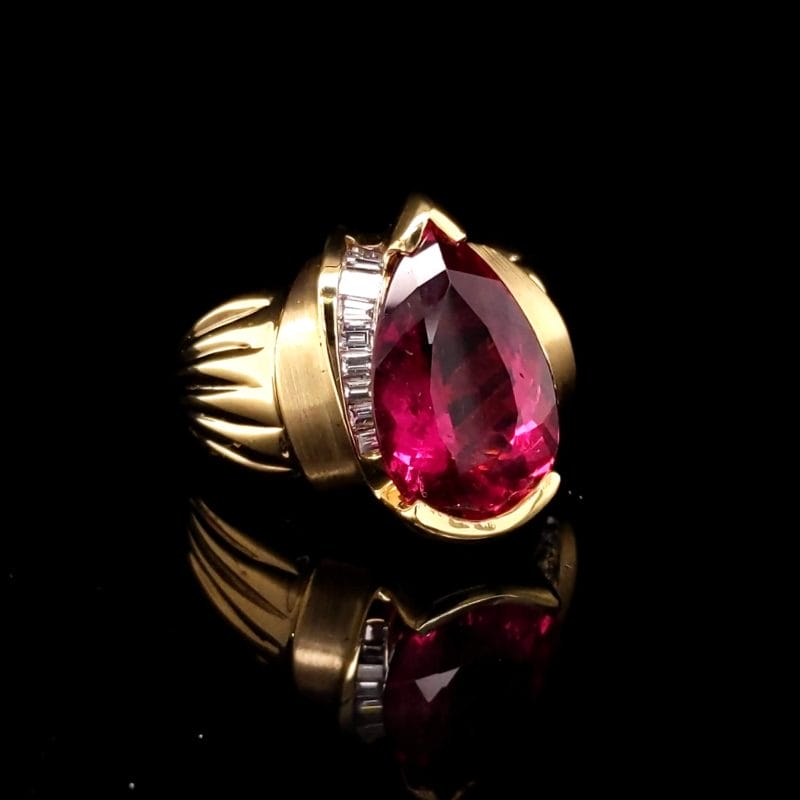 Rubellite and Diamonds Ring