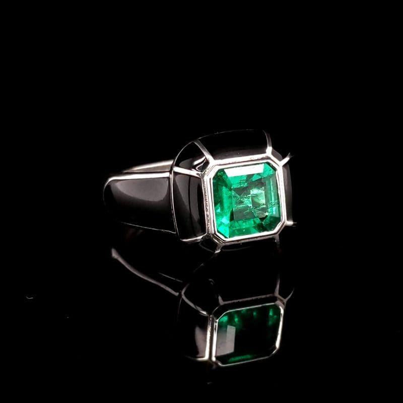 Emerald and Enamel Ring